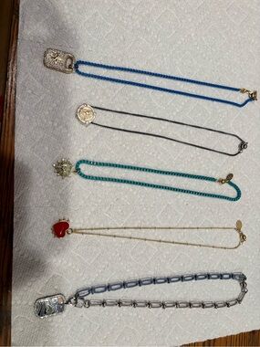 Blue Beaded Rectangular Crystal Pendant Necklace - Women Jewelry
